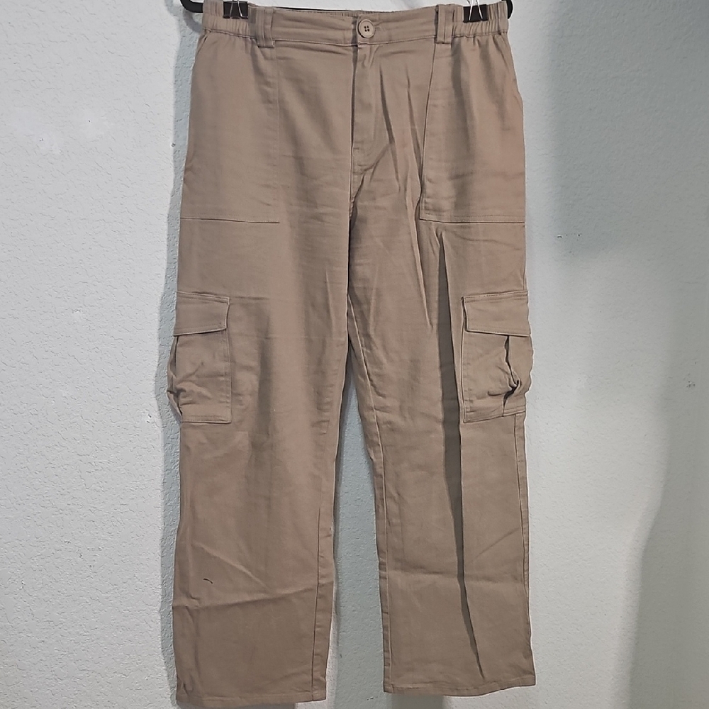 Women's Tan Wide Leg Cargo Pants